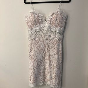 floral ivory knee length dress